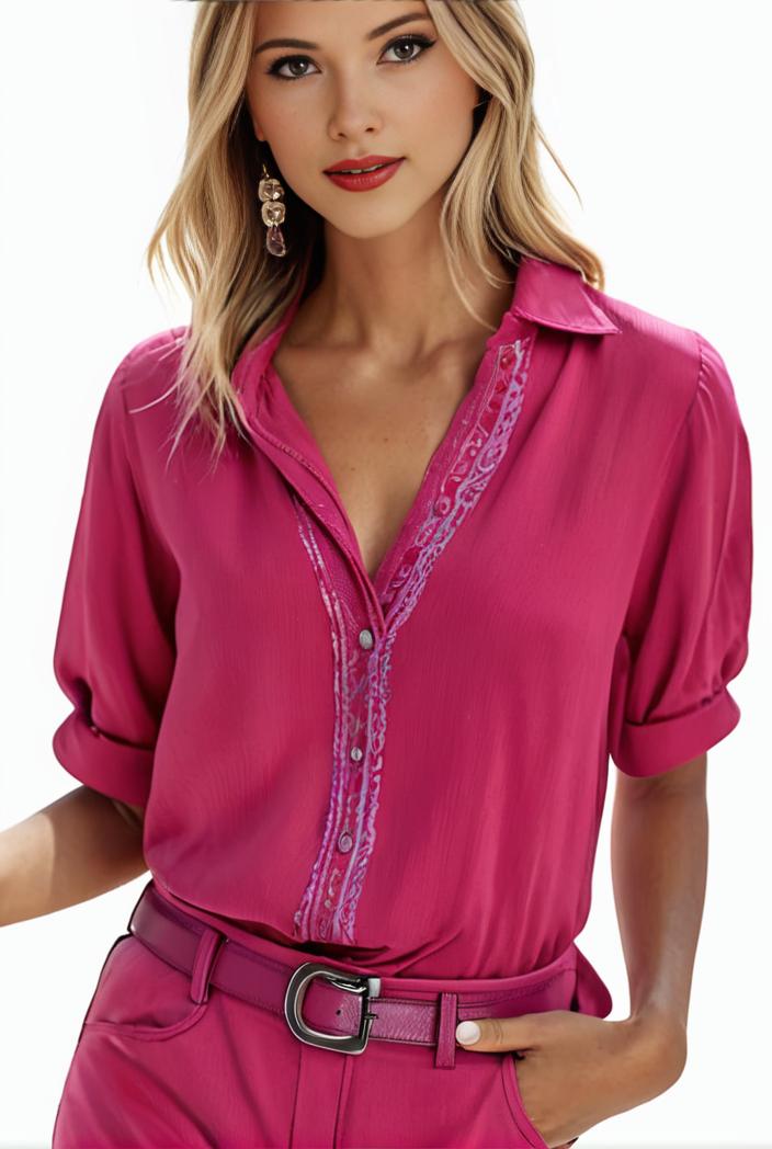 plus size elegant blouse women s plus solid contrast lace ribbed puff sleeve v neck shirt top 101324
