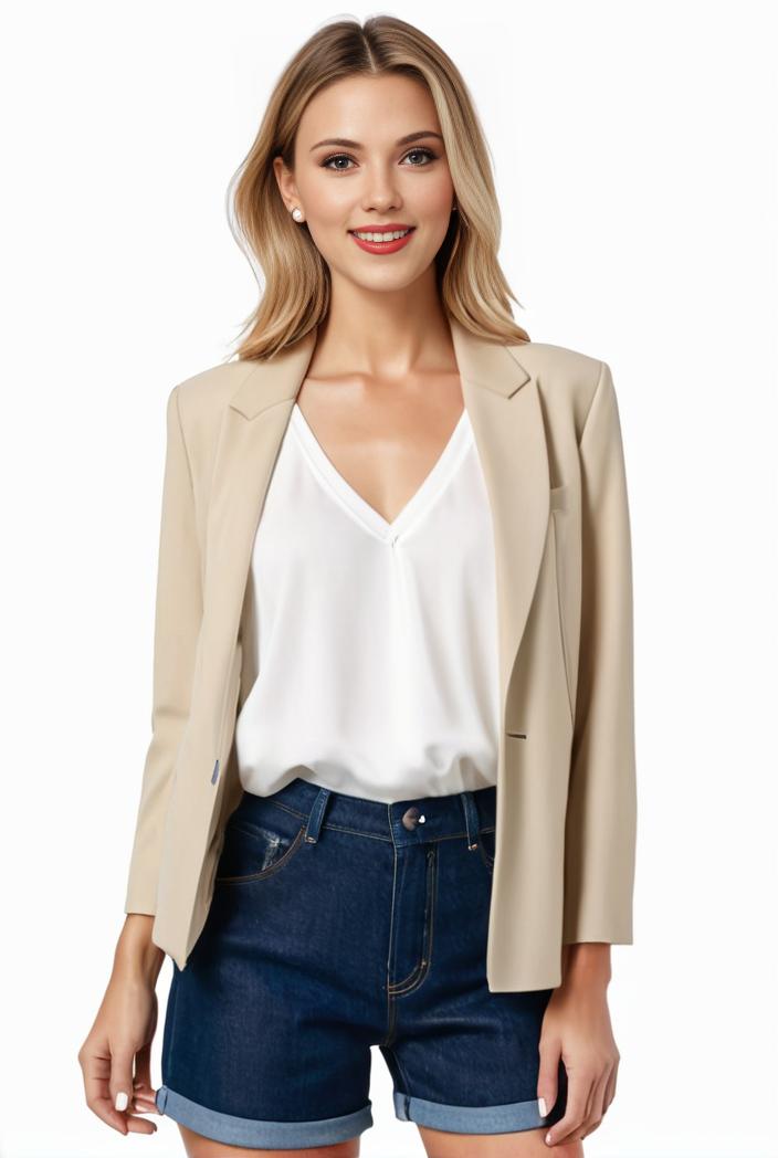 women s solid open front blazer with long sleeves for office wear 117735