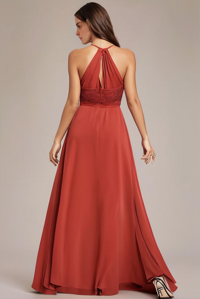 convertible chiffon lace open back spaghetti straps bridesmaid dress 122315