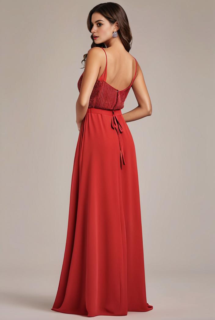 convertible chiffon lace open back spaghetti straps bridesmaid dress 122331