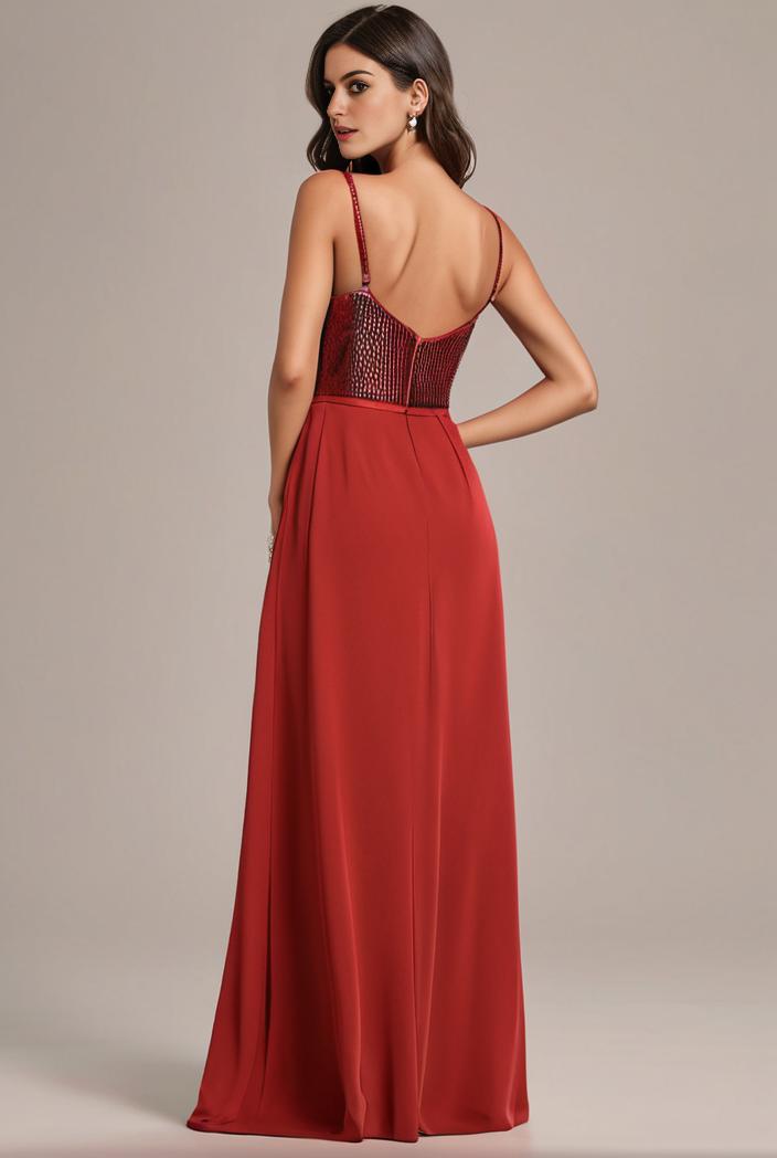 convertible chiffon lace open back spaghetti straps bridesmaid dress 122336