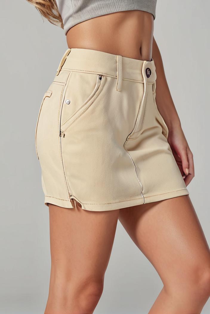 y2k kpop style denim skirt with double button closure and flap pockets 118197