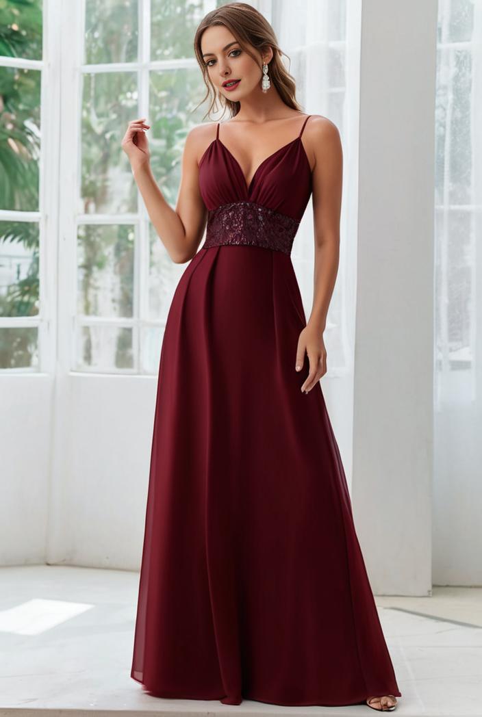 convertible chiffon lace open back spaghetti straps bridesmaid dress 122376