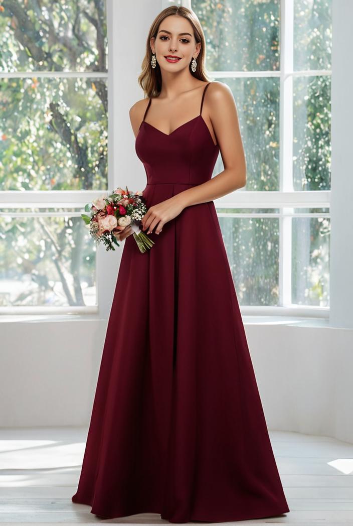 convertible chiffon lace open back spaghetti straps bridesmaid dress 122378