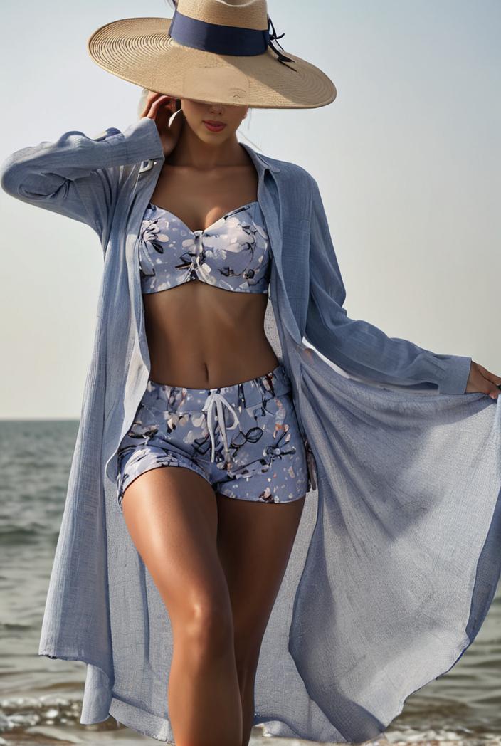 3 pieces sexy print bikini women high waist swimsuit cover up swimwear female lady bathing suit swimming summer beachwear 118427