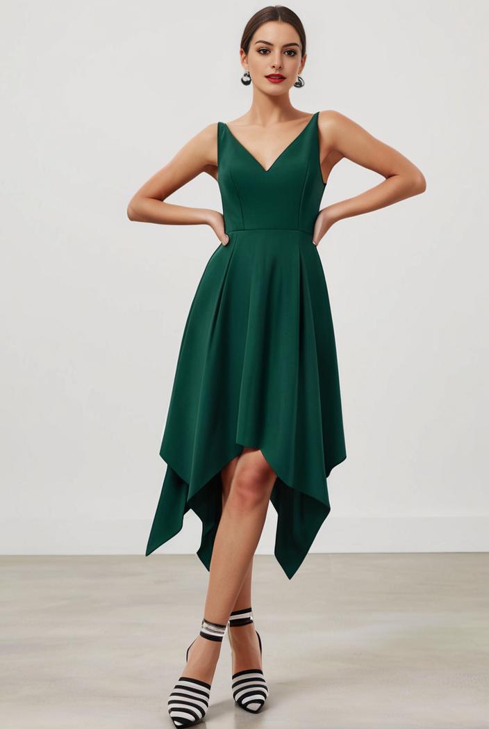deep v neck lace chiffon bridesmaid dress with asymmetrical hem 123086