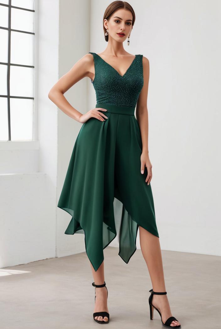 deep v neck lace chiffon bridesmaid dress with asymmetrical hem 123115