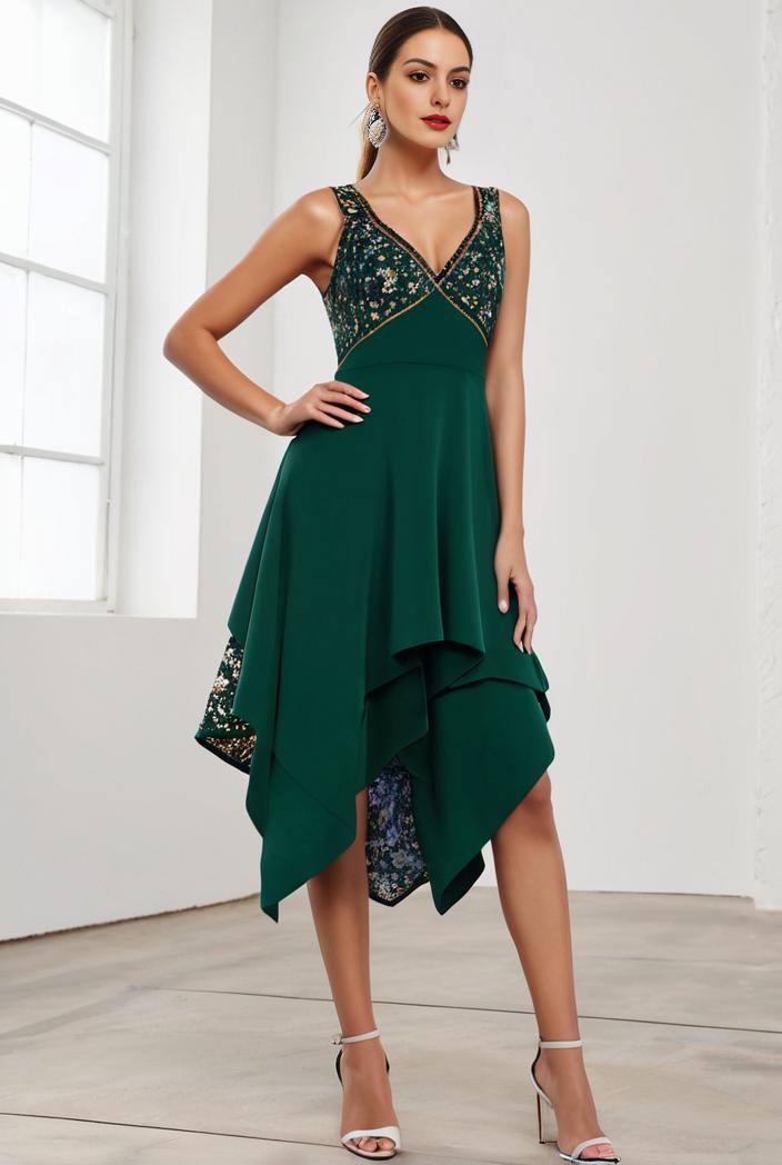 deep v neck lace chiffon bridesmaid dress with asymmetrical hem 123119