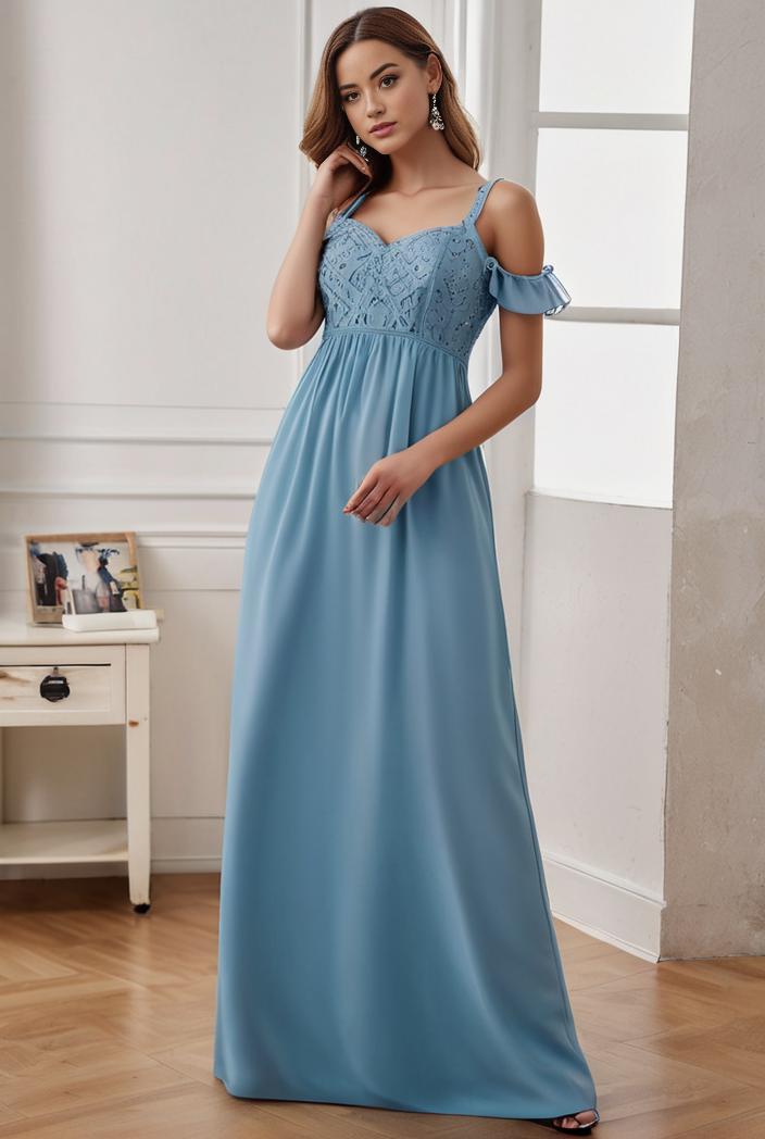 off shoulder spaghetti strap a line maternity dress 136042