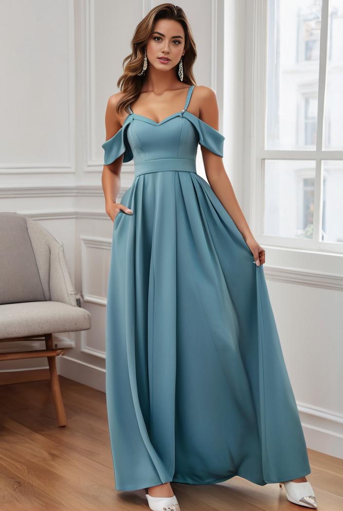 off shoulder spaghetti strap a line maternity dress 136071