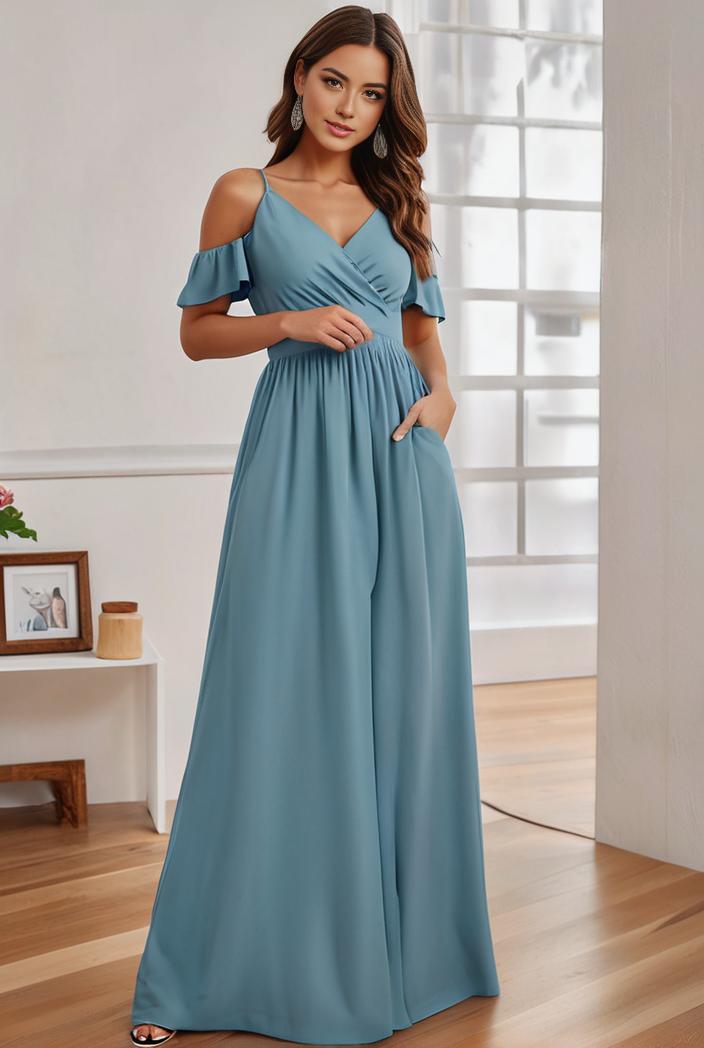 off shoulder spaghetti strap a line maternity dress 136076