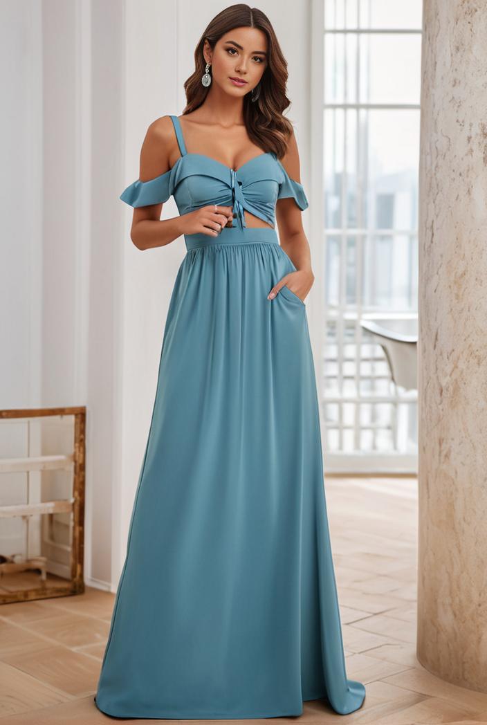 off shoulder spaghetti strap a line maternity dress 136078