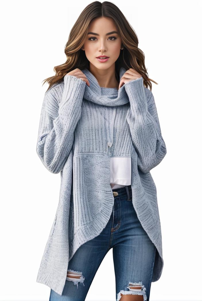 plus size casual sweater women s plus solid tassel trim long sleeve cowl neck high stretch jumper 137414