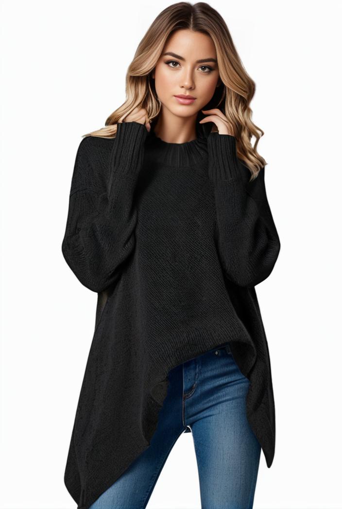 plus size casual sweater women s plus solid tassel trim long sleeve cowl neck high stretch jumper 137428