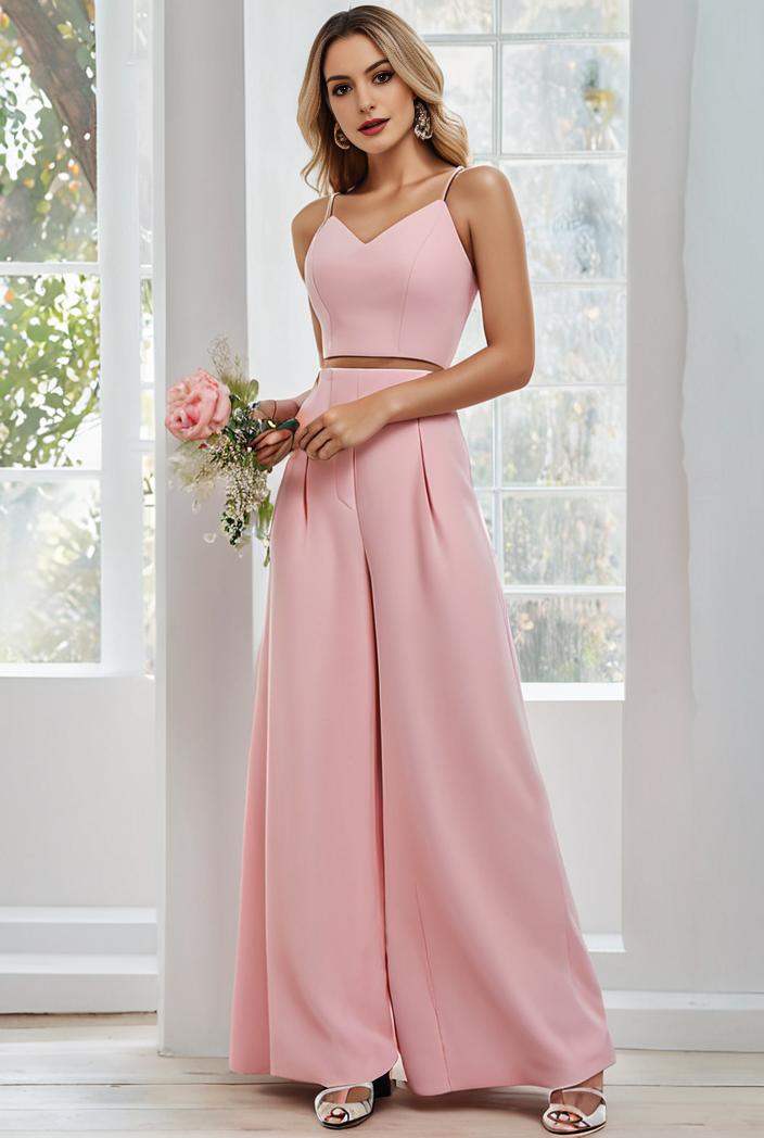 flowy chiffon one shoulder with three straps bridesmaid dress 126786