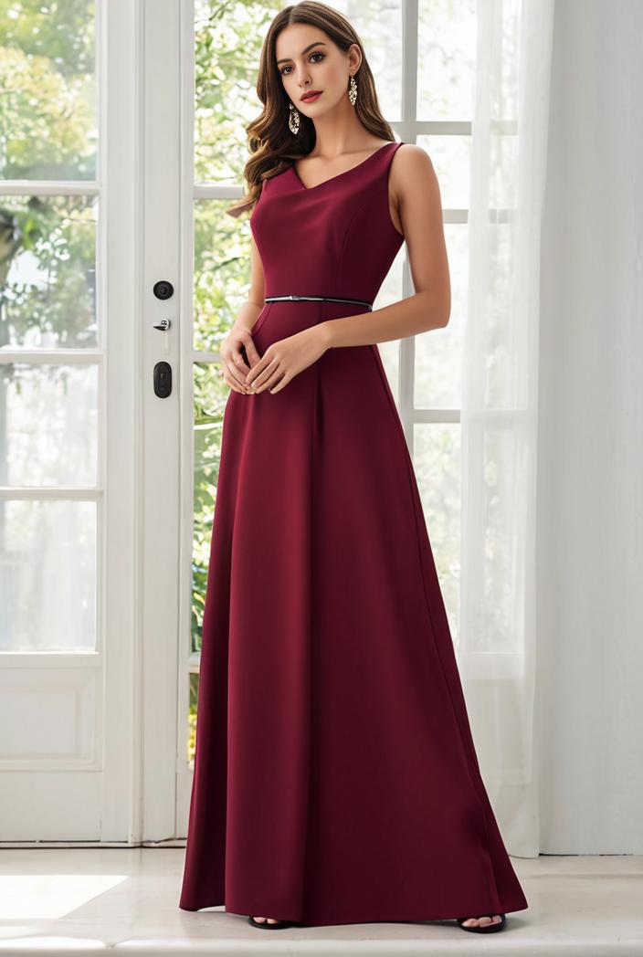 flowy chiffon one shoulder with three straps bridesmaid dress 126807