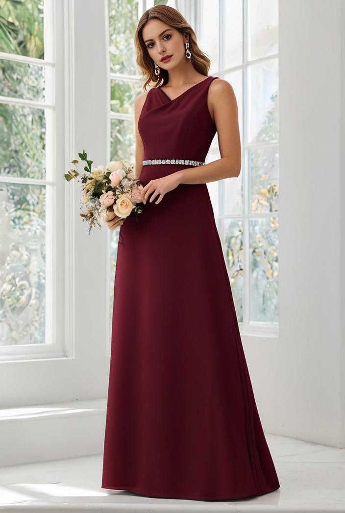 flowy chiffon one shoulder with three straps bridesmaid dress 126808