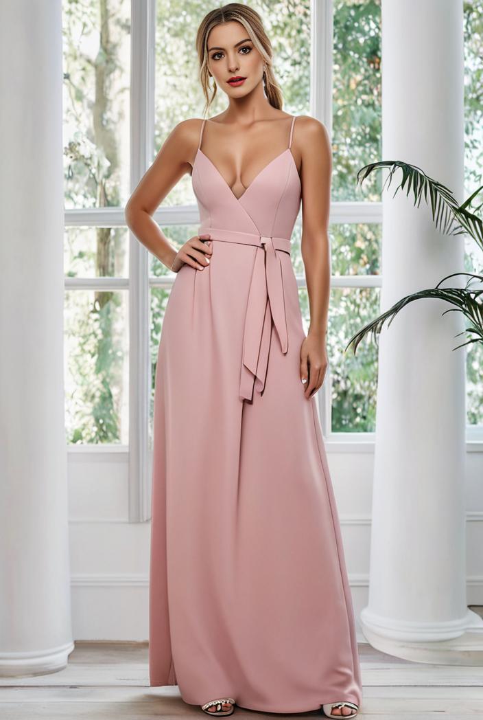 flowy chiffon one shoulder with three straps bridesmaid dress 126834