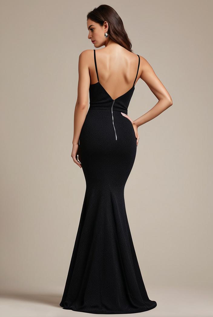 glitter spaghetti strap u veck open back bodycon stretchy evening dress 127030