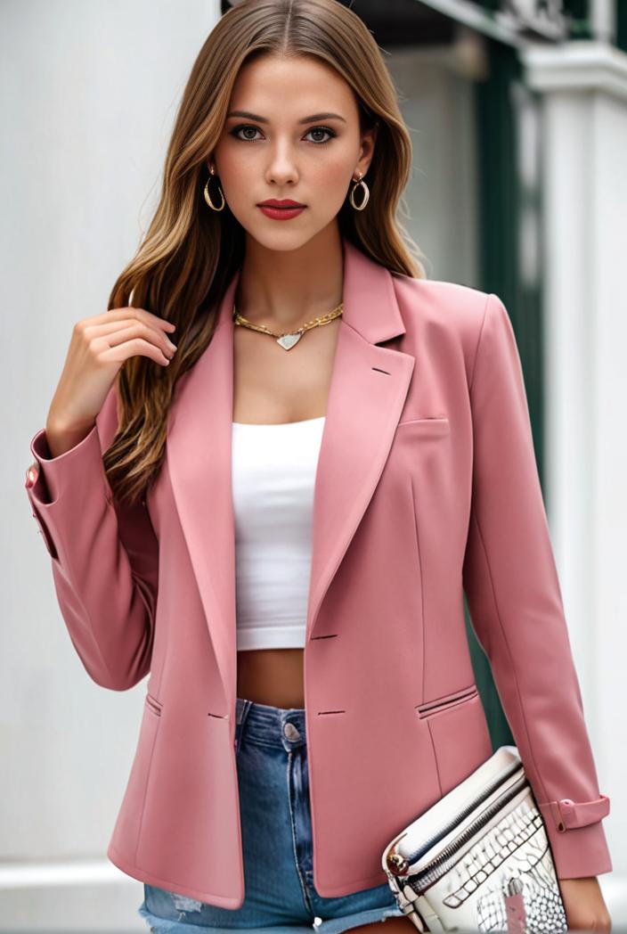 chic open front blazer with stylish pockets for women 123650