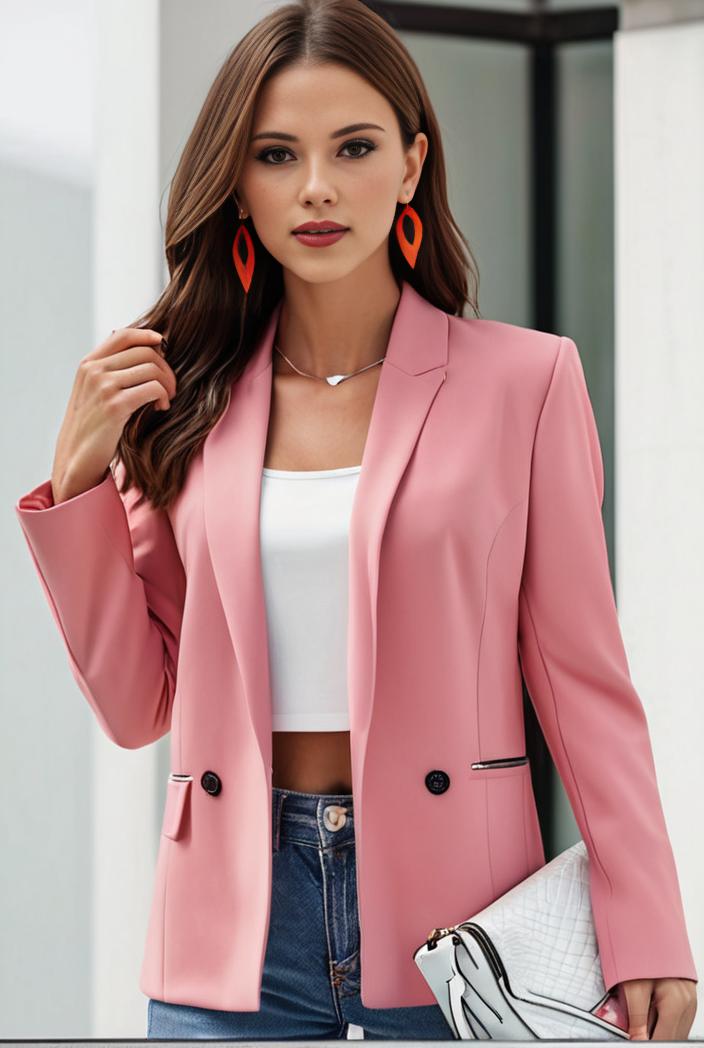 chic open front blazer with stylish pockets for women 123654