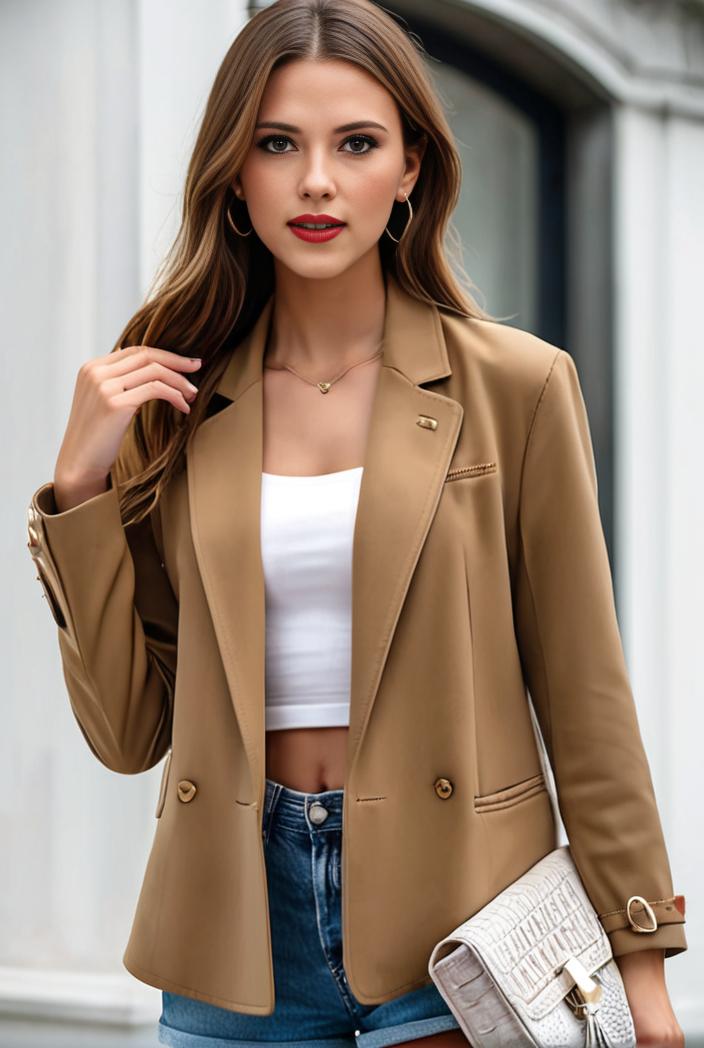 chic open front blazer with stylish pockets for women 123661