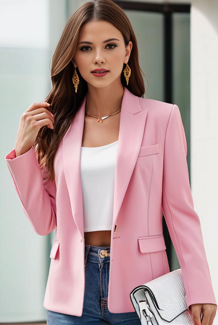 chic open front blazer with stylish pockets for women 123670