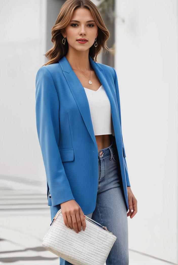 chic open front blazer with stylish pockets for women 123675