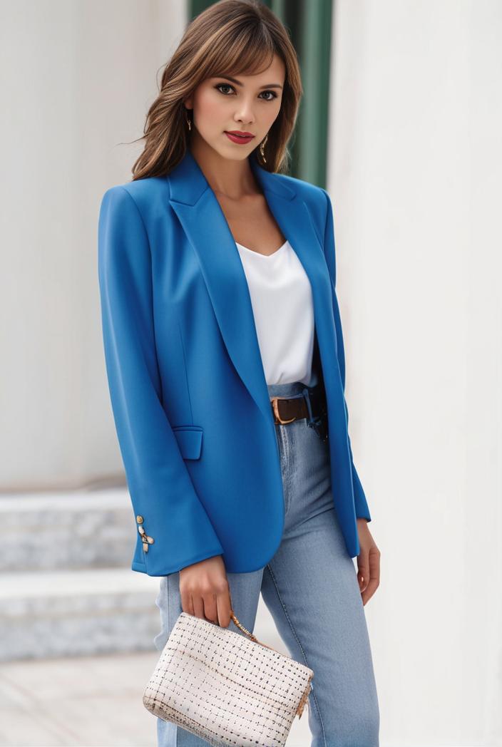 chic open front blazer with stylish pockets for women 123679