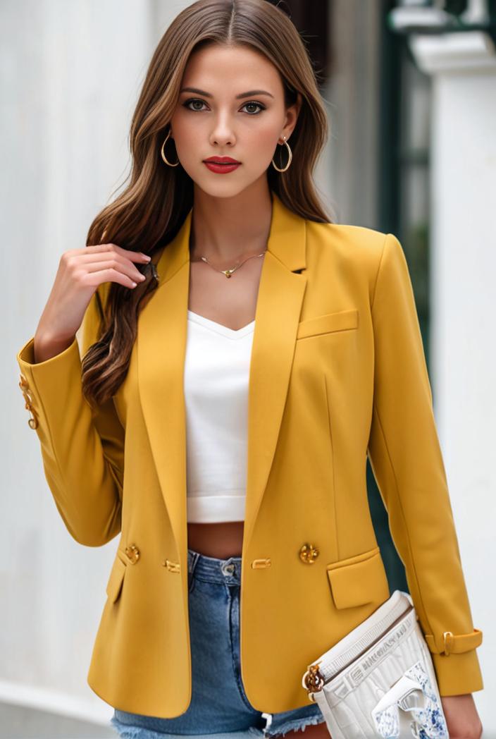 chic open front blazer with stylish pockets for women 123714