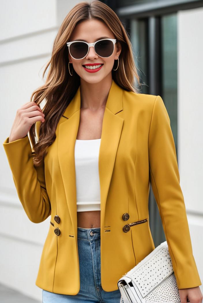 chic open front blazer with stylish pockets for women 123716