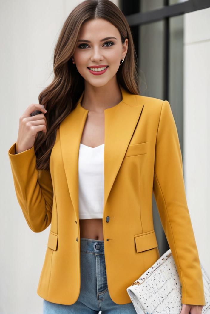 chic open front blazer with stylish pockets for women 123719