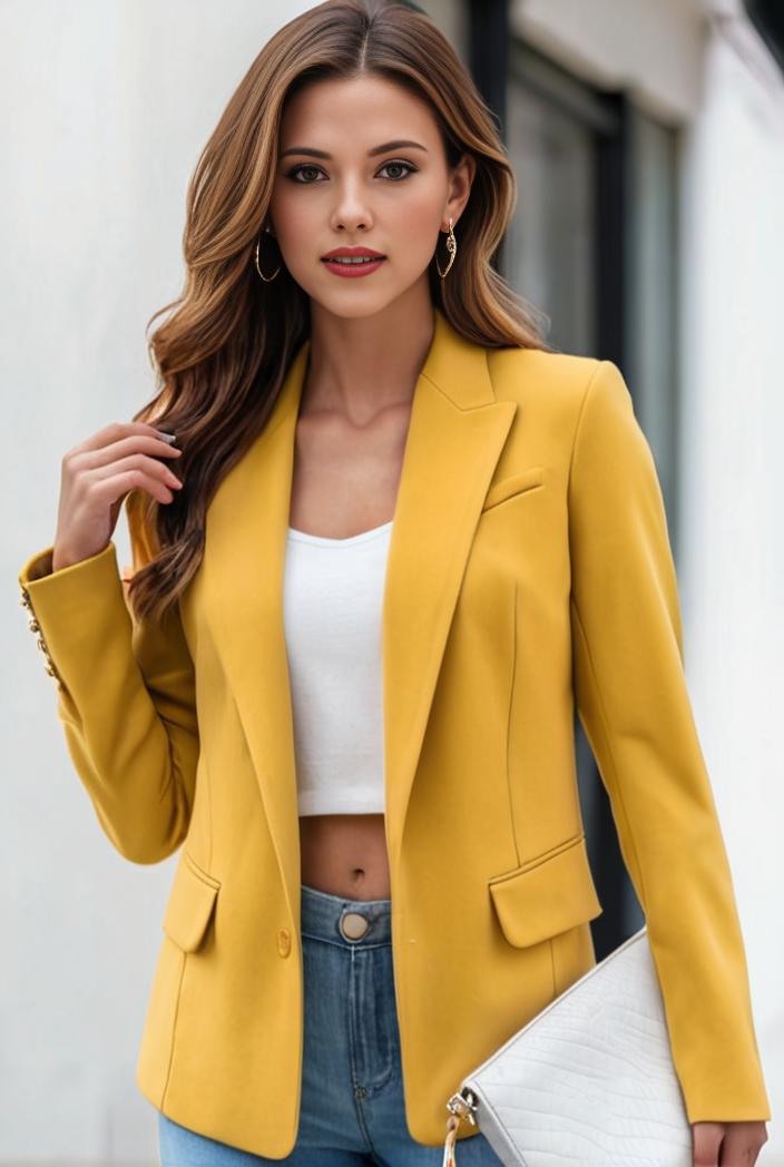 chic open front blazer with stylish pockets for women 123721