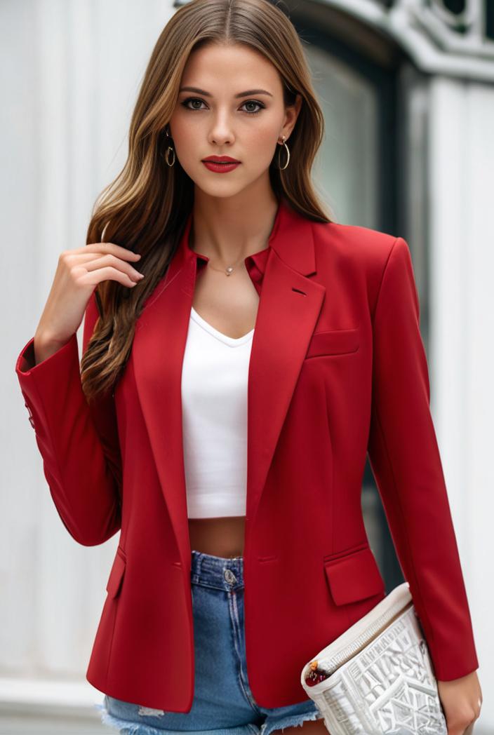 chic open front blazer with stylish pockets for women 123722