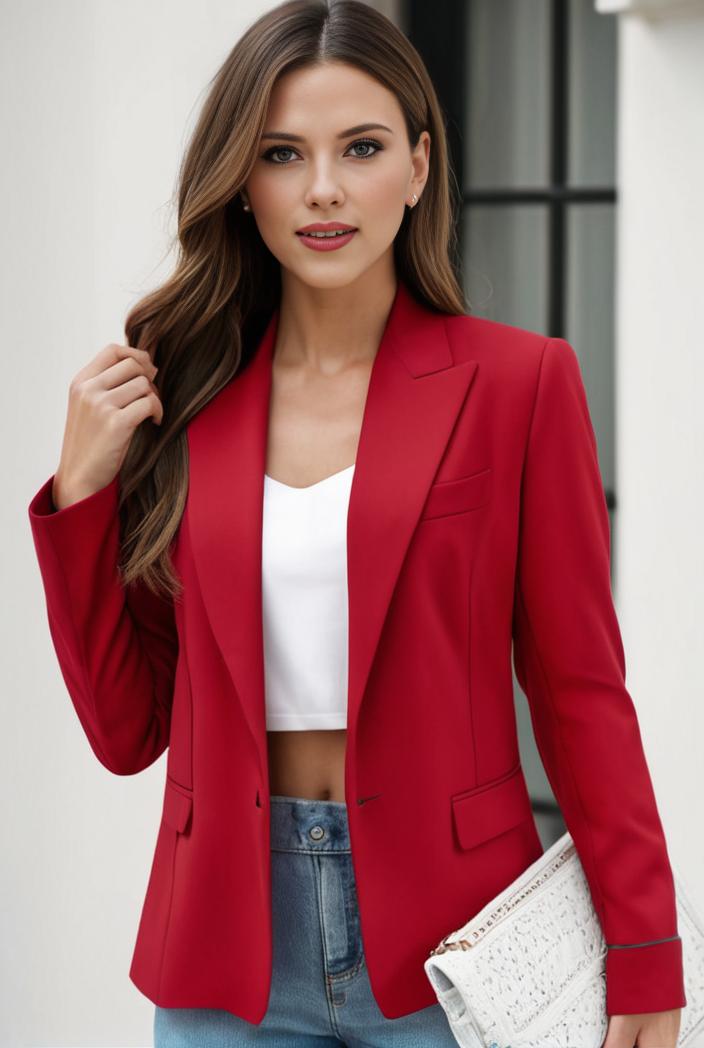 chic open front blazer with stylish pockets for women 123727