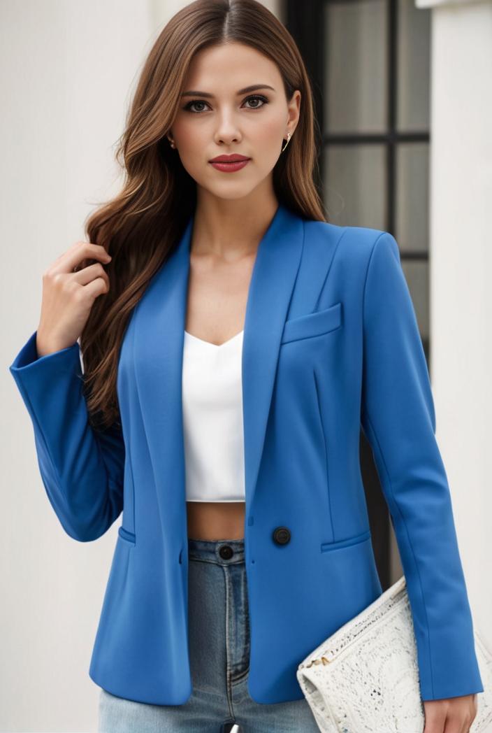 chic open front blazer with stylish pockets for women 123735