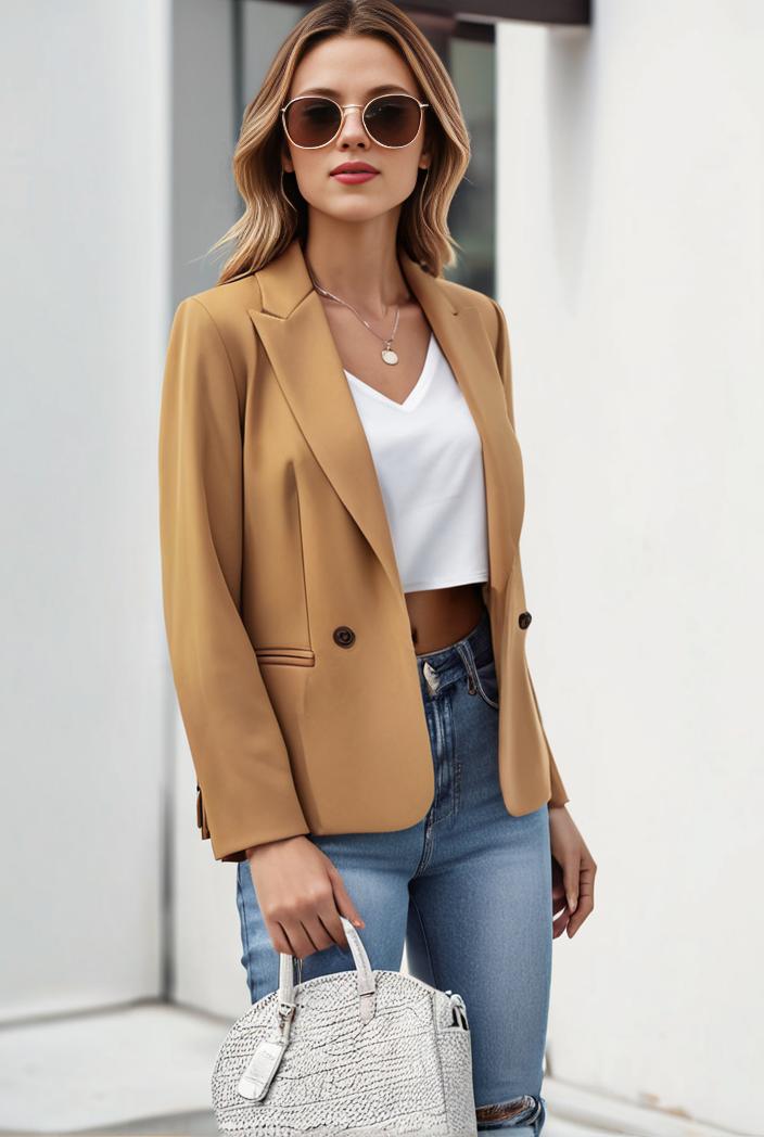 chic open front blazer with stylish pockets for women 123838