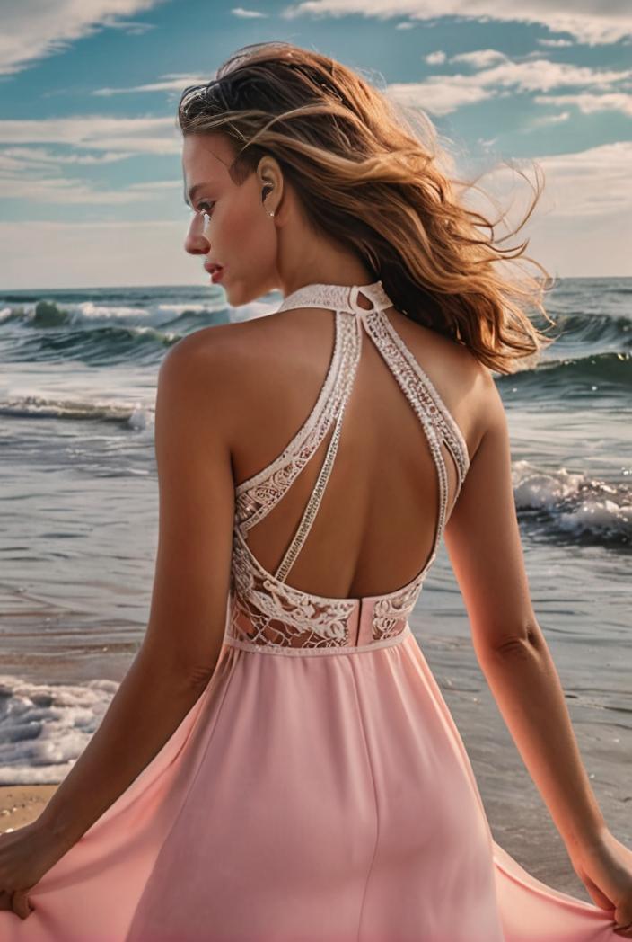 short lace halter neck backless chiffon homecoming dress 110387