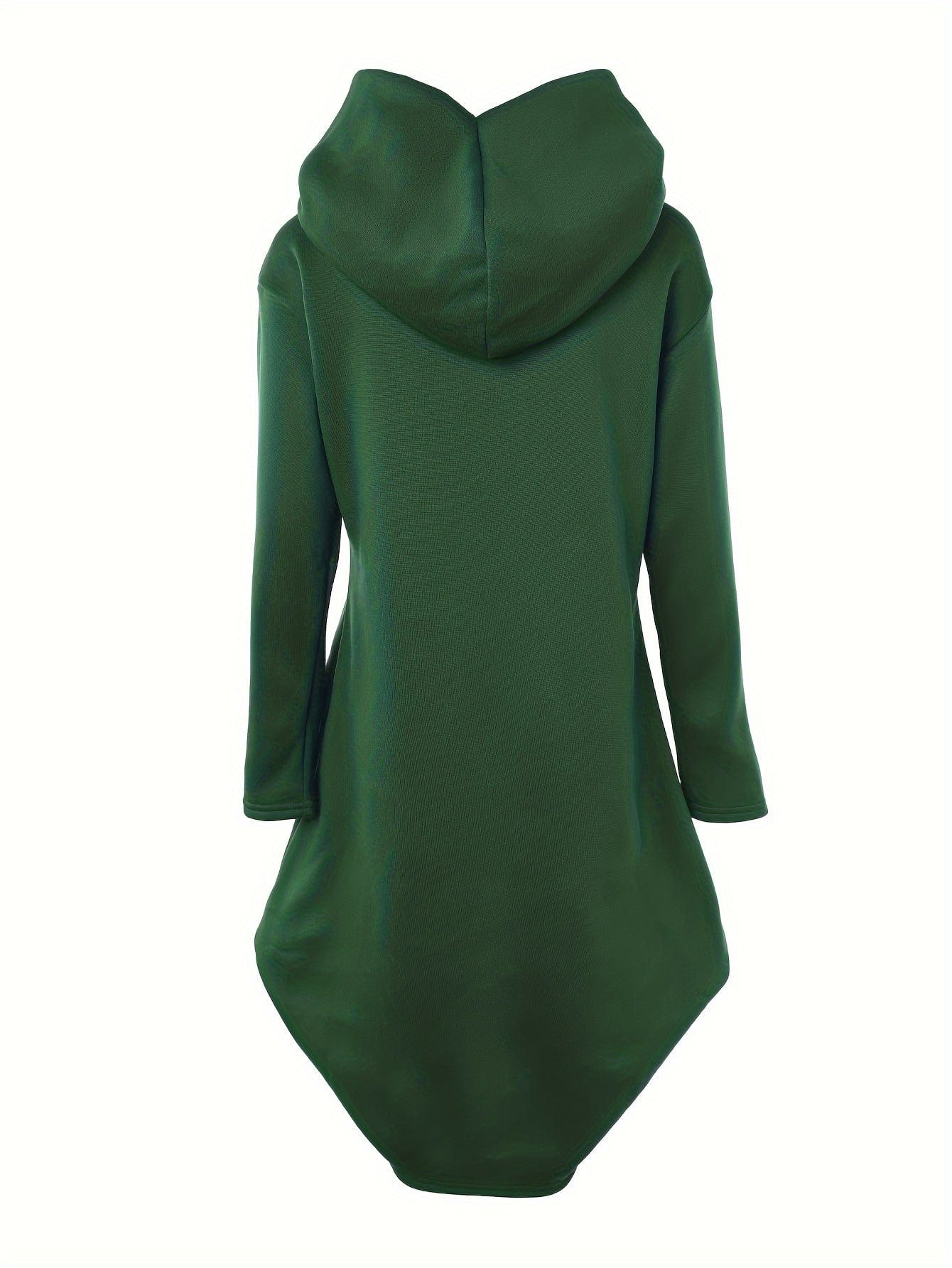 Solid Stylish Kangaroo Pocket Hooded Sweatshirt Midi Dress
