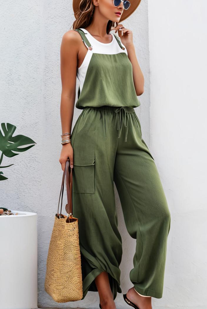boho sleeveless long jumpsuit with pockets women s casual baggy overall 135914