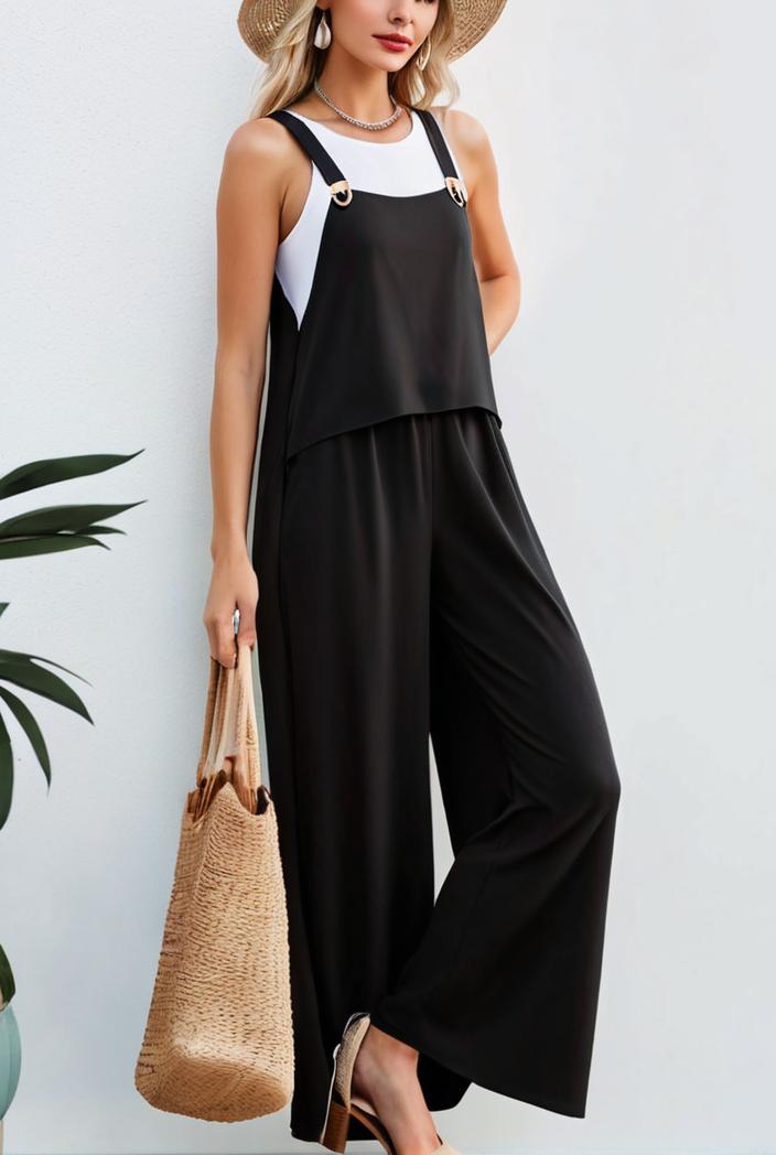 boho sleeveless long jumpsuit with pockets women s casual baggy overall 135931