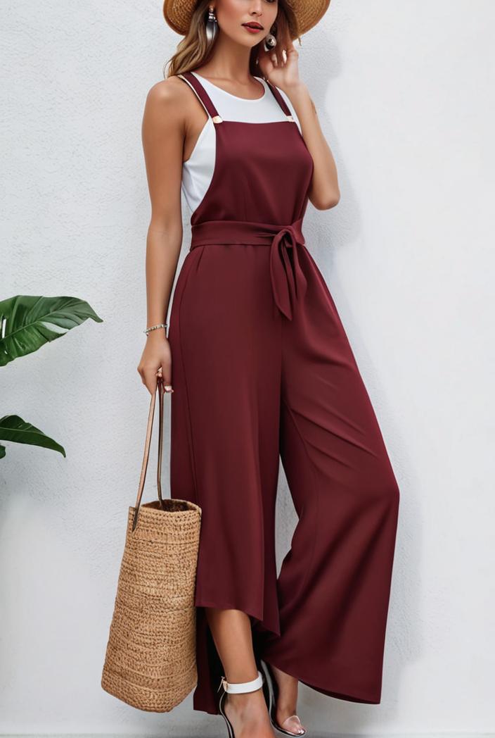 boho sleeveless long jumpsuit with pockets women s casual baggy overall 135941