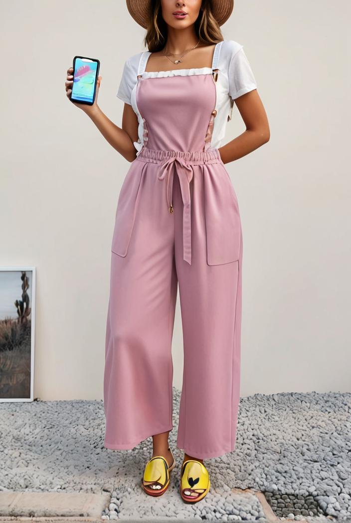 boho sleeveless long jumpsuit with pockets women s casual baggy overall 135972