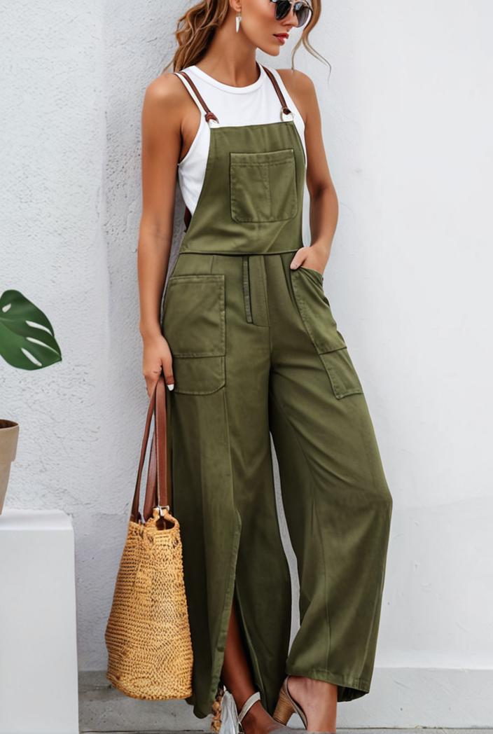 boho sleeveless long jumpsuit with pockets women s casual baggy overall 135986