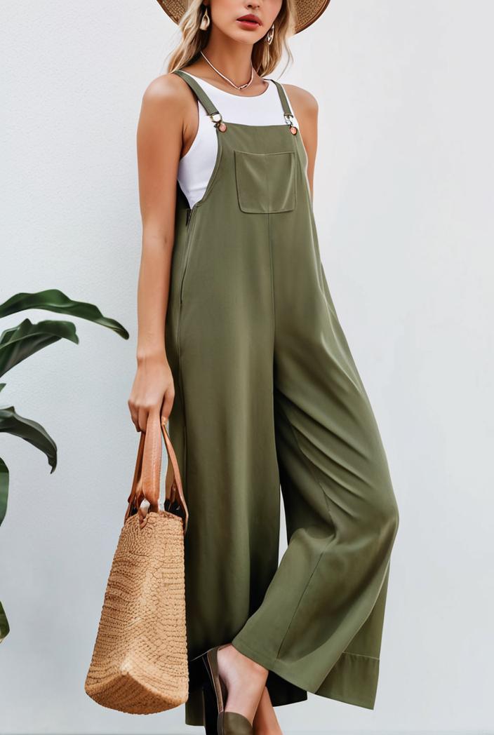 boho sleeveless long jumpsuit with pockets women s casual baggy overall 135987