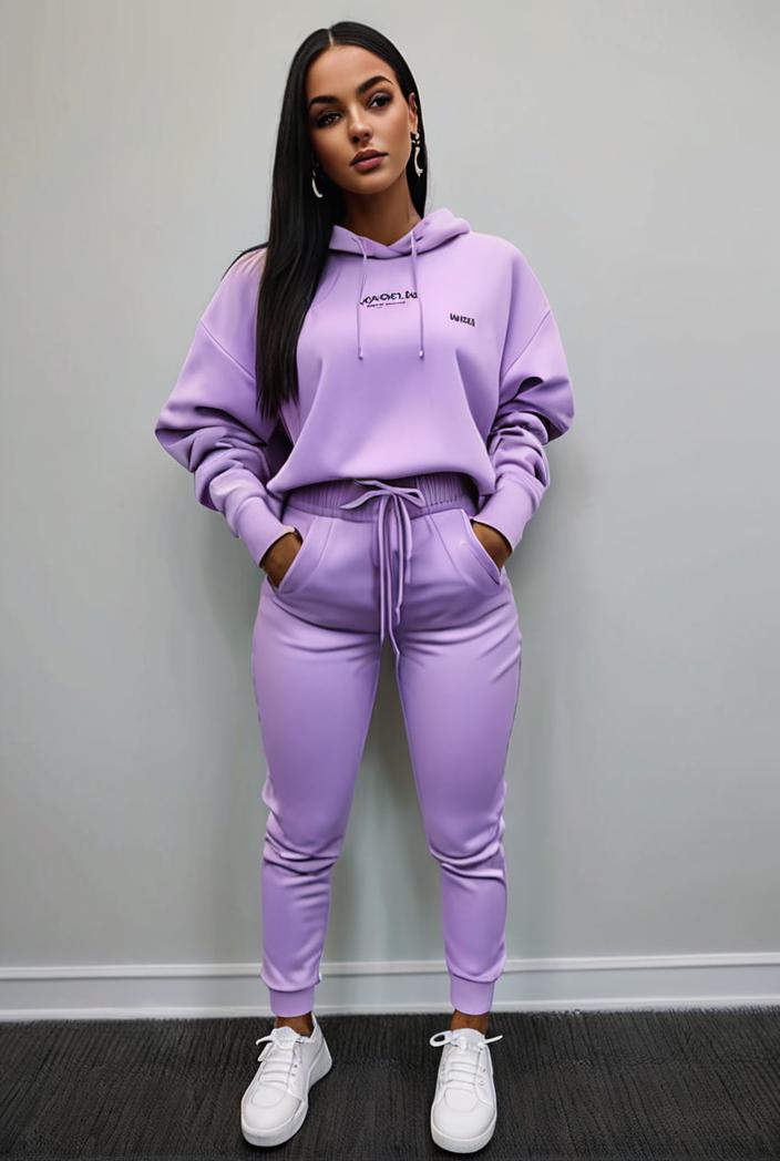 casual drawstring pants and hoodie combo set for women 137543