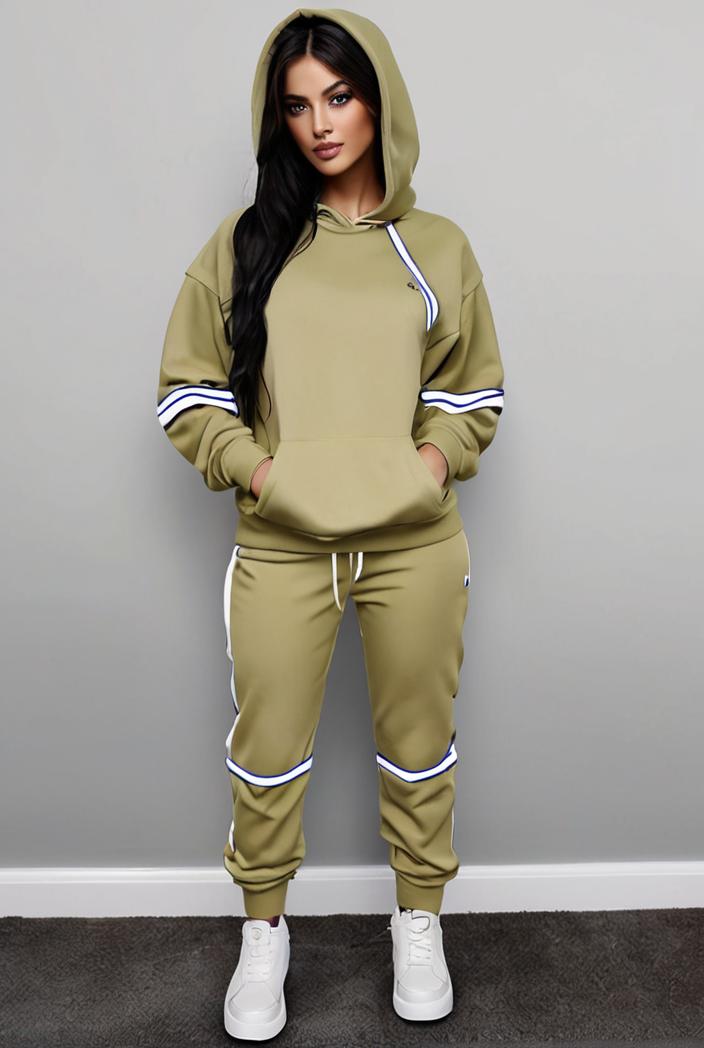 casual drawstring pants and hoodie combo set for women 137577