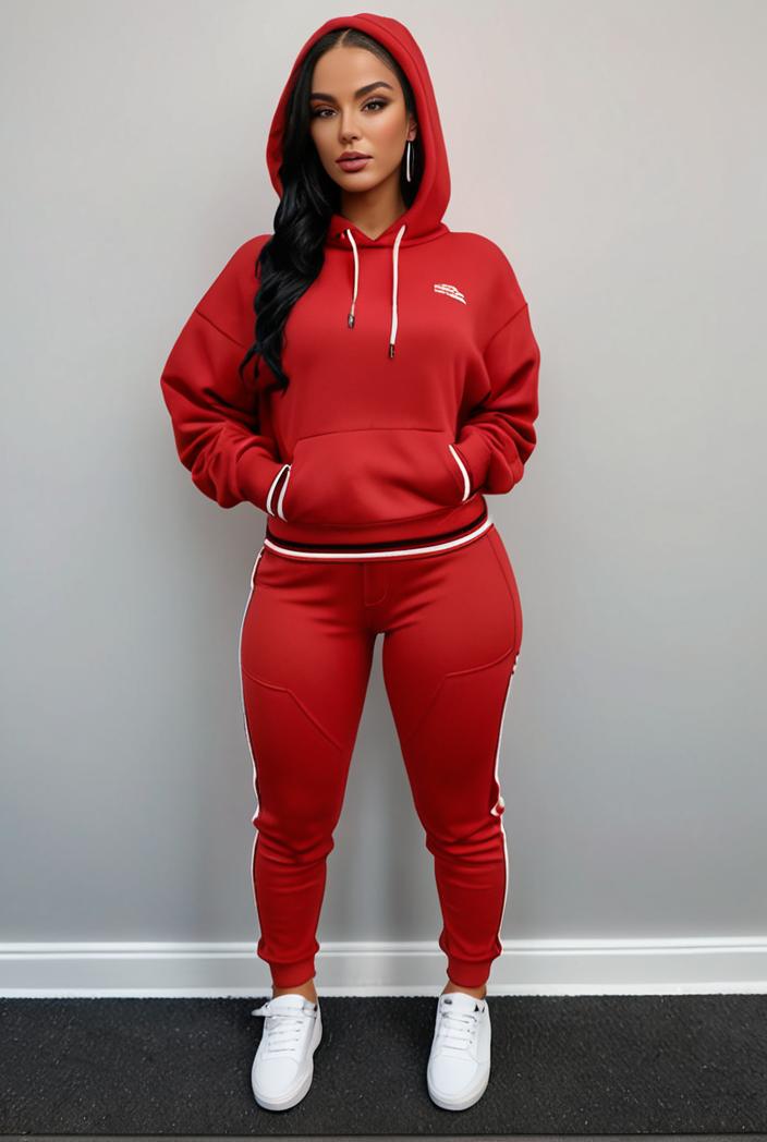 casual drawstring pants and hoodie combo set for women 137587