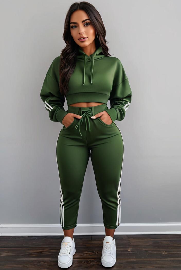 casual drawstring pants and hoodie combo set for women 137594