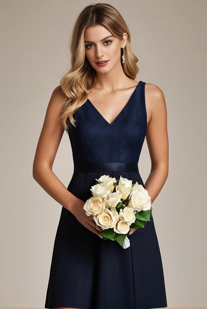 deep v neck lace chiffon bridesmaid dress with asymmetrical hem 101685